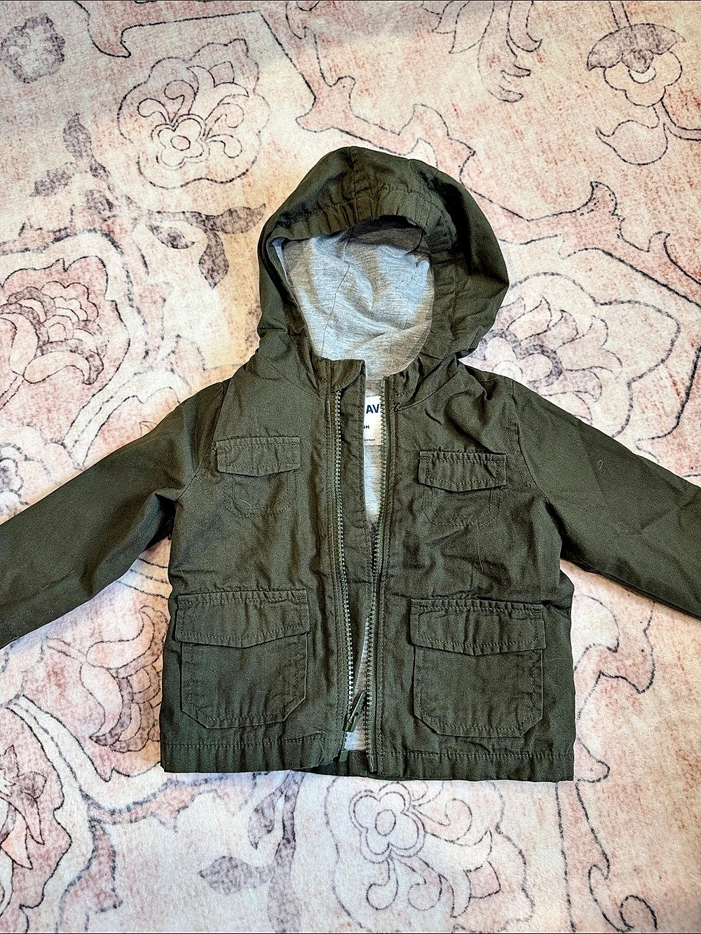 Old Navy Hooded Utility Jacket Green 12-18M